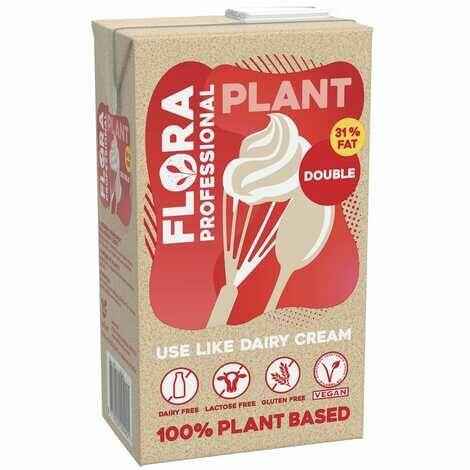 Flora Plant Based Double Cream Alternative 1ltr Carton Pack of 1 or 8 Vegan