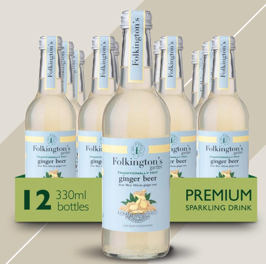 Folkingtons Traditionally Hot Ginger Beer 12 x 330ml Glass Bottles