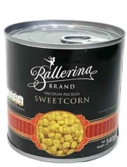 Ballerina Sweetcorn 340g Tin Pack of 1, 6 or 12 Tins