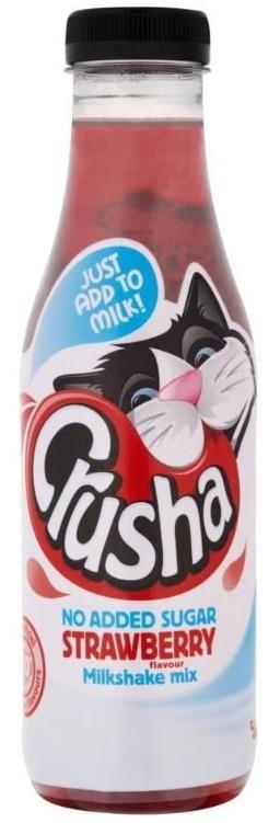 Crusha Strawberry No Added Sugar Milkshake Syrup 500ml Pack of 1 or 6 Bottles