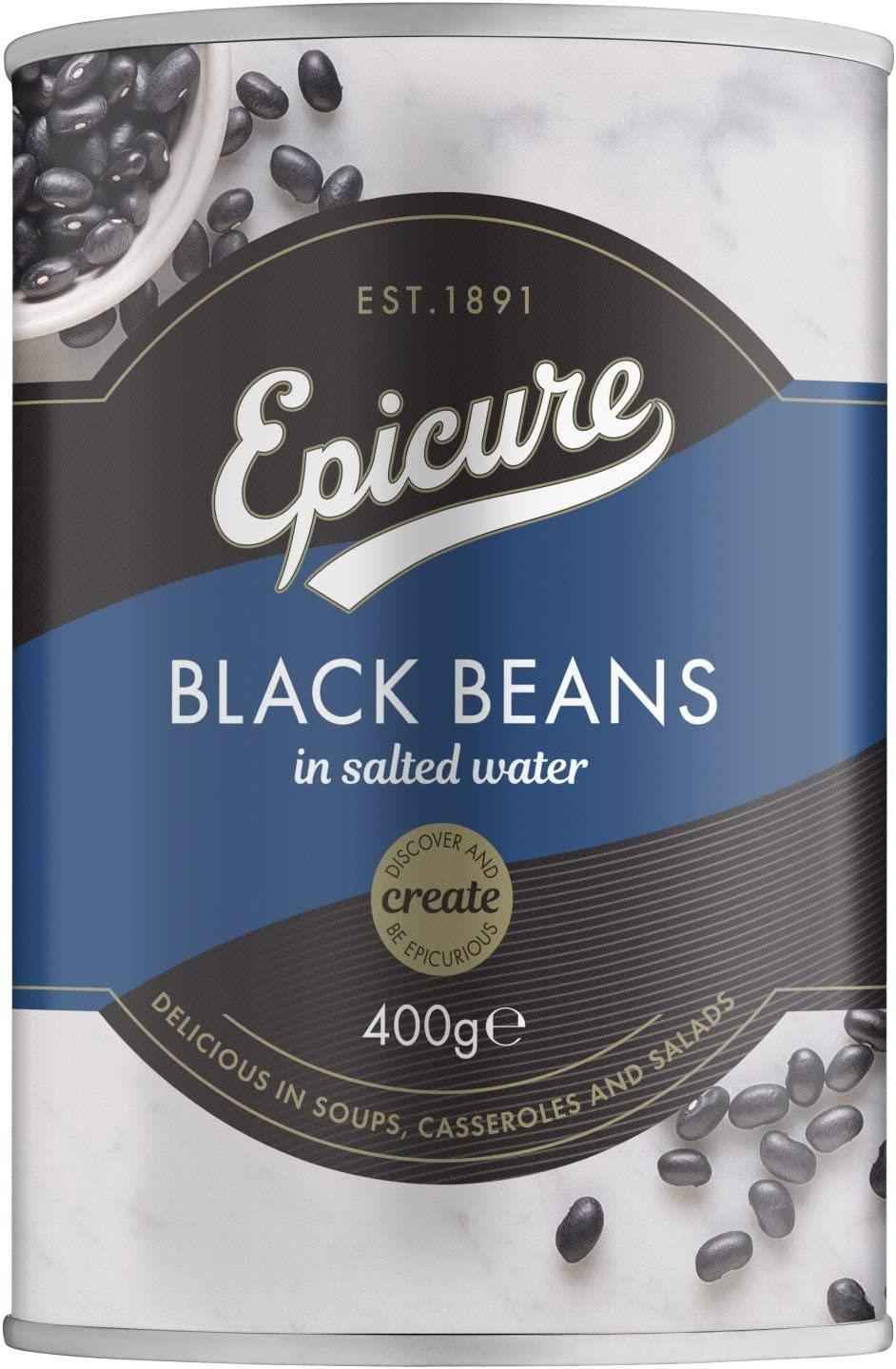 Epicure Black Beans 400g Pack of 1, 2 or 12 Tins