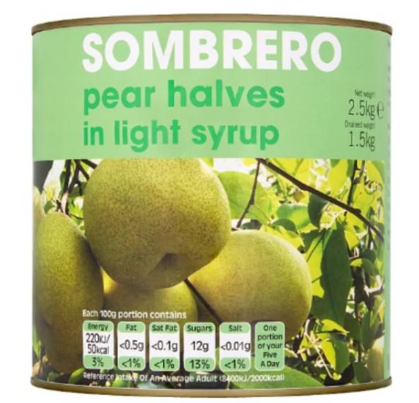 Sombrero Pear Halves In Syrup 820g Pack of 1 or 6 Tins