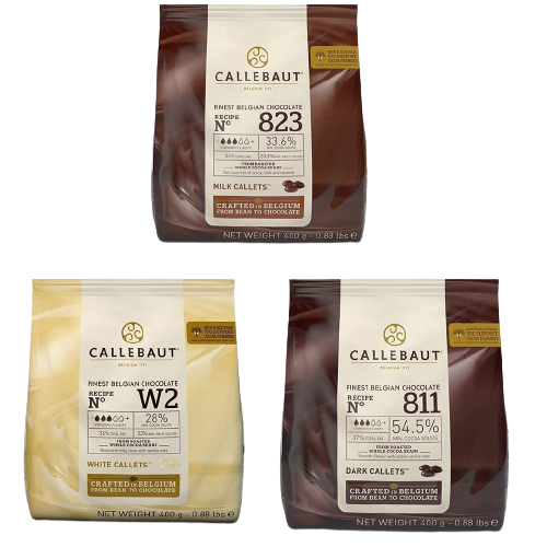 Callebaut, Milk, Dark & White chocolate callets (3x400g Bundle) - The Chef Store UK