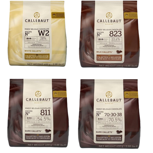 Callebaut, Milk, Dark & White chocolate callets (4 x 400g Bundle) - The Chef Store UK
