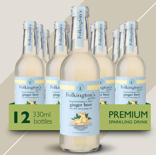 Folkingtons Traditionally Hot Ginger Beer 12 x 330ml Glass Bottles