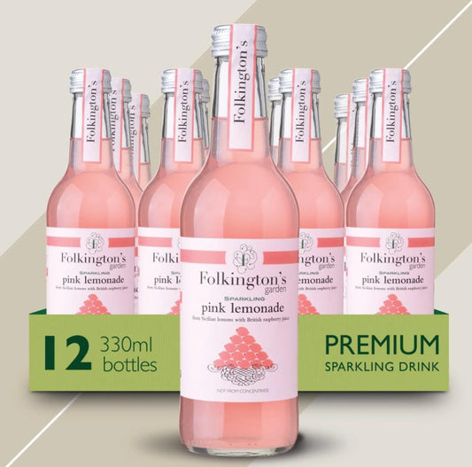 Folkington's Sparkling Pink Lemonade Glass 12 x 330ml Bottles