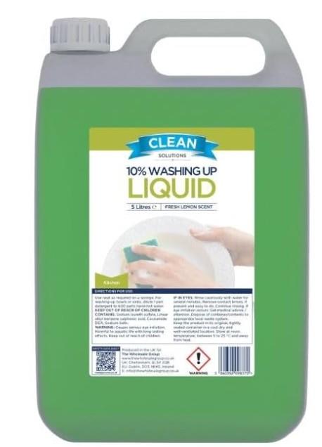 Clean Solutions 10% Washing Up Liquid (Green) 5ltr