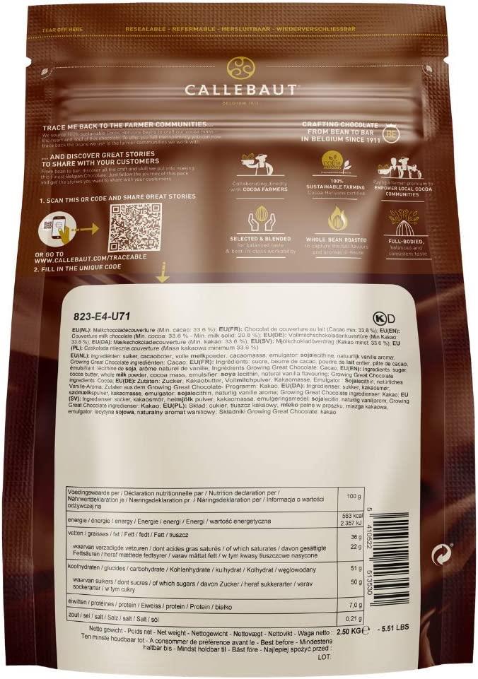 Callebaut 33.6% Milk Chocolate Callets 2.5kg