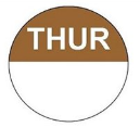 Thursday Food Label Sample Thursday (Brown) Colour Coded Food Label 1000 x 19mm - The Chef Store UK