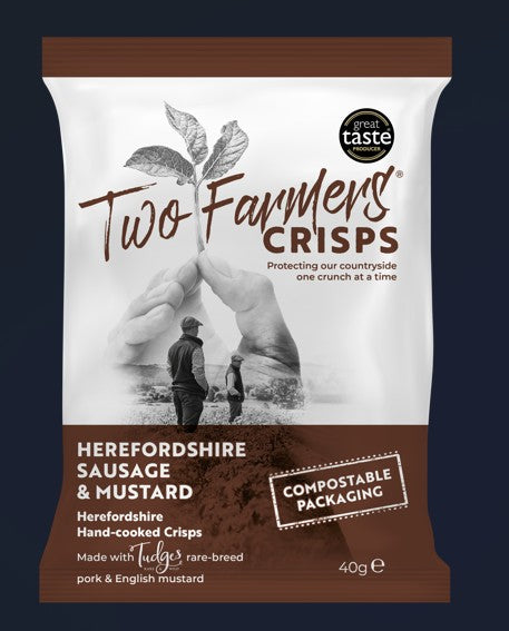 Two Farmers Crisps Herefordshire Sausage & Mustard 24 x 40g