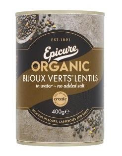 Epicure Organic Bijoux Verts (Green) Lentils 400g