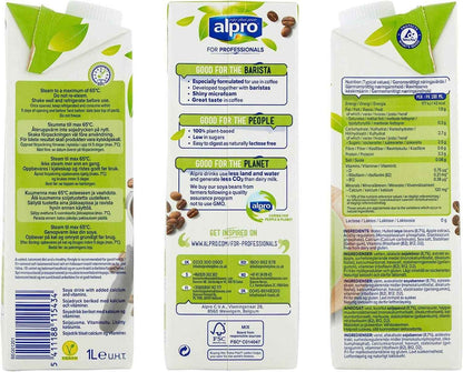 Alpro Barista Soya Milk 1L. Pack of 1 or 12 Tetra