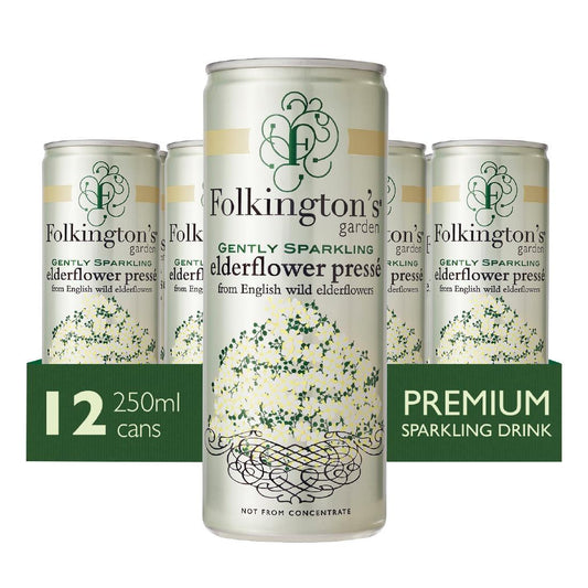Folkingtons Sparkling Elderflower Presse Cans 12 x 250ml