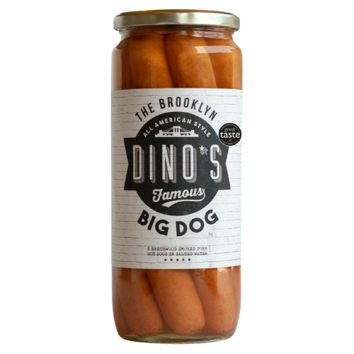 Dino's Famous Brooklyn Big Dog Smoked Hot Dogs (8) 720gm